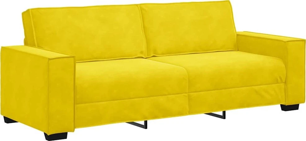 Trivietė sofa, geltona, 220x78x84 cm, aksomas