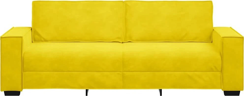 Trivietė sofa, geltona, 220x78x84 cm, aksomas
