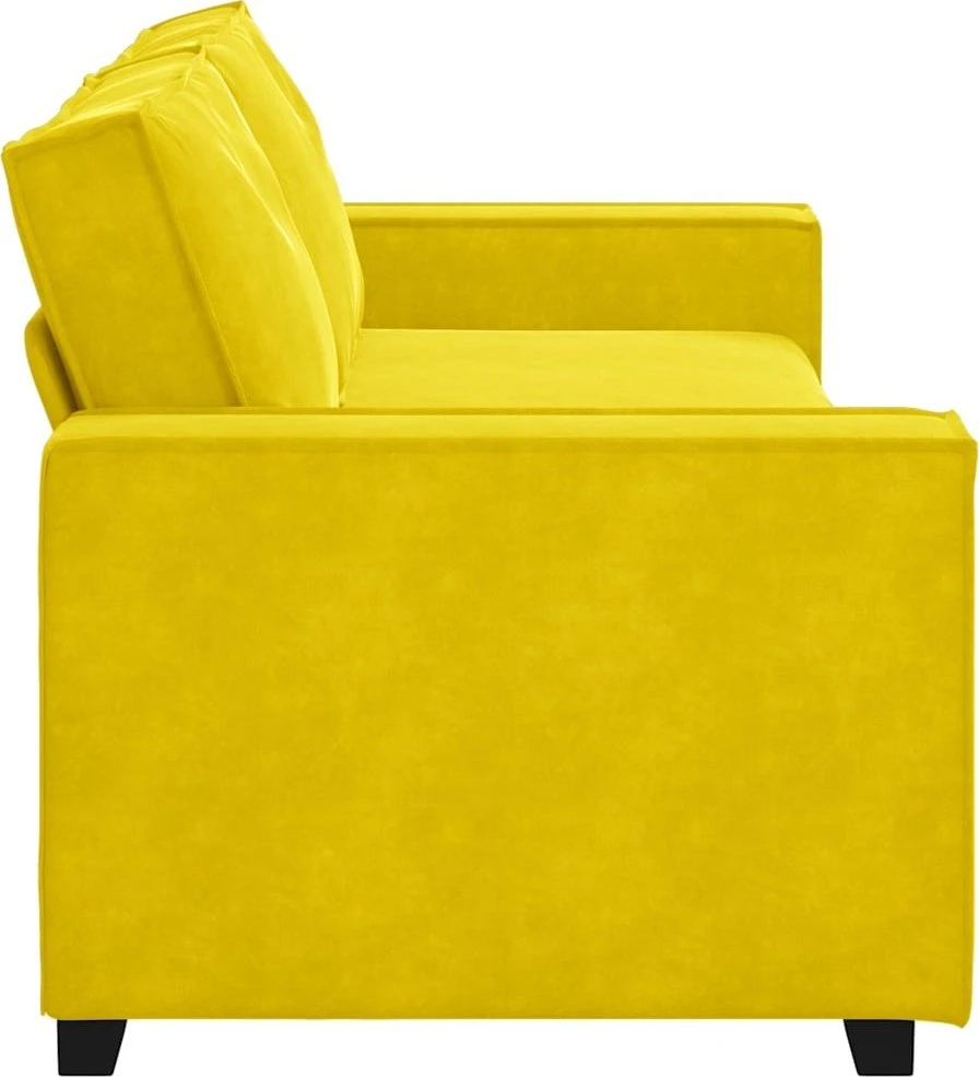 Trivietė sofa, geltona, 220x78x84 cm, aksomas