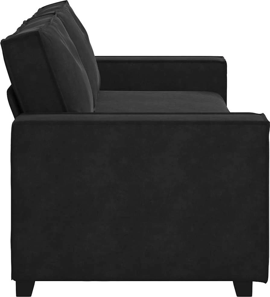 Trivietė sofa, juoda, 220x78x84 cm, aksominė