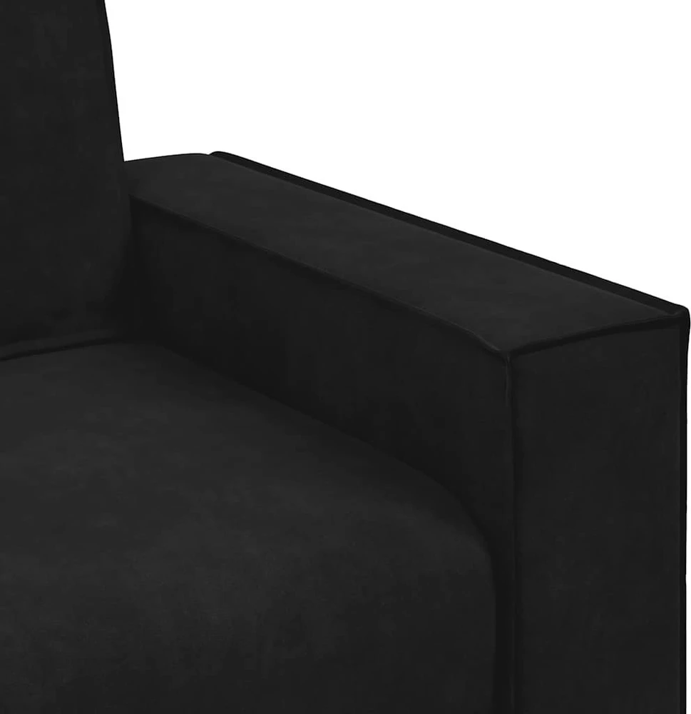 Trivietė sofa, juoda, 220x78x84 cm, aksominė