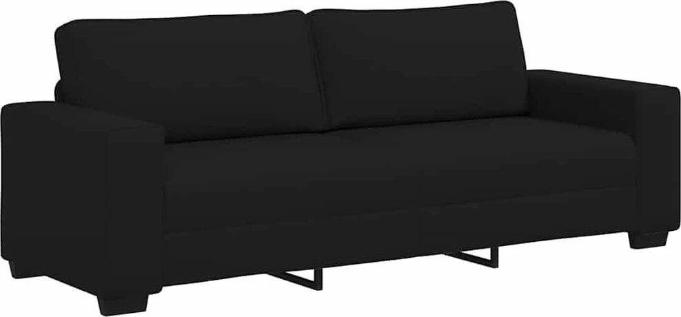 Trivietė sofa, juoda, 220x77x82 cm, audinys