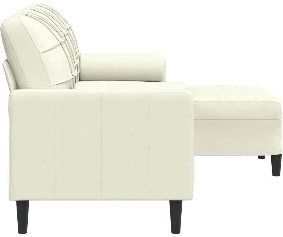 Trivietė sofa su pakoja, kreminės spalvos, 180cm, aksomas
