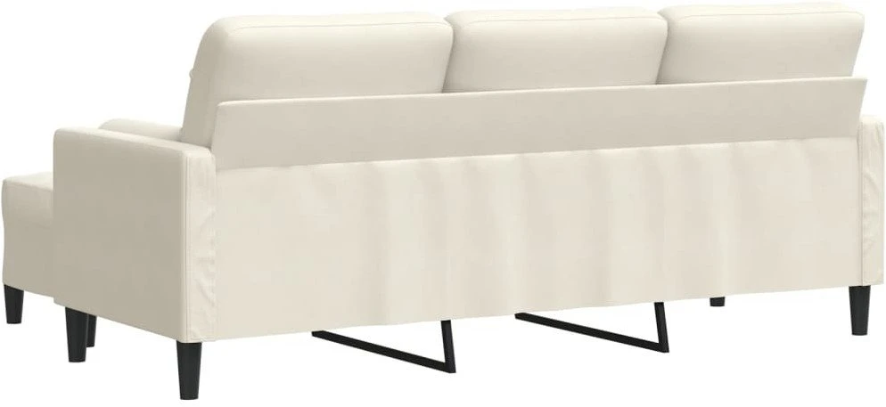 Trivietė sofa su pakoja, kreminės spalvos, 180cm, aksomas