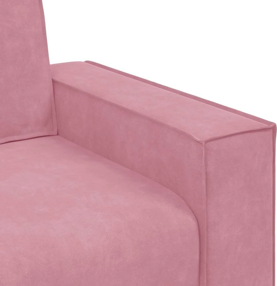 Trivietė sofa, rožinė, 220x78x84 cm, aksomas