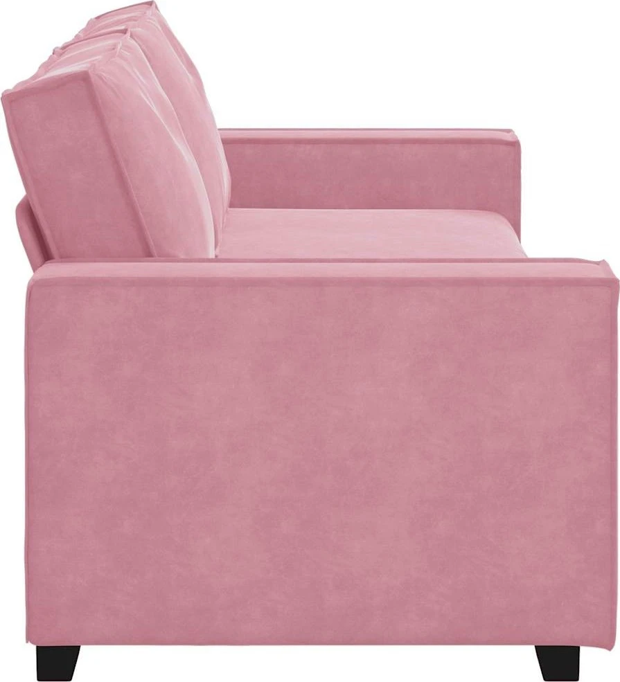 Trivietė sofa, rožinė, 220x78x84 cm, aksomas