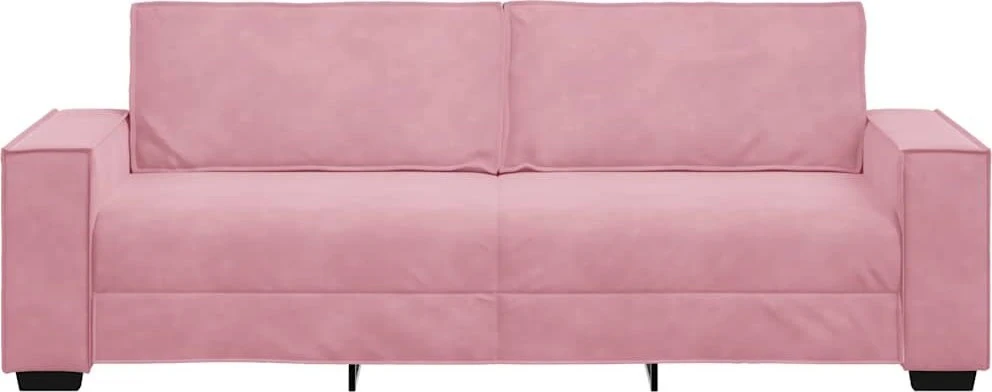 Trivietė sofa, rožinė, 220x78x84 cm, aksomas