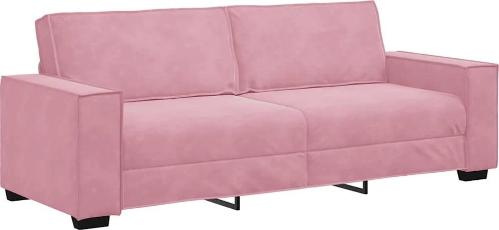 Trivietė sofa, rožinė, 220x78x84 cm, aksomas