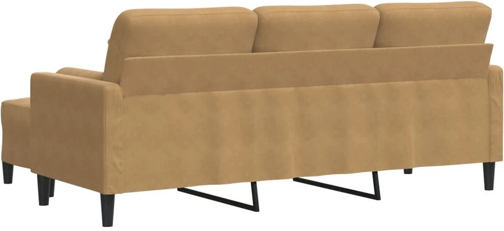 Trivietė sofa su pakoja, rudos spalvos, 180cm, aksomas