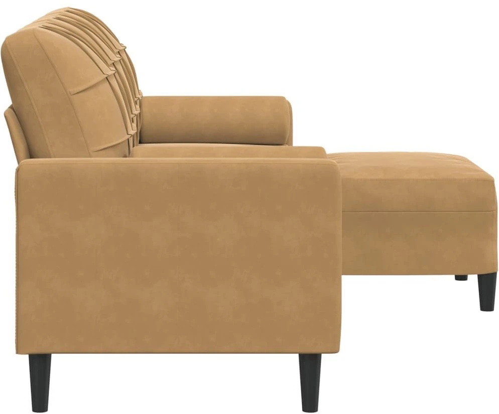 Trivietė sofa su pakoja, rudos spalvos, 180cm, aksomas