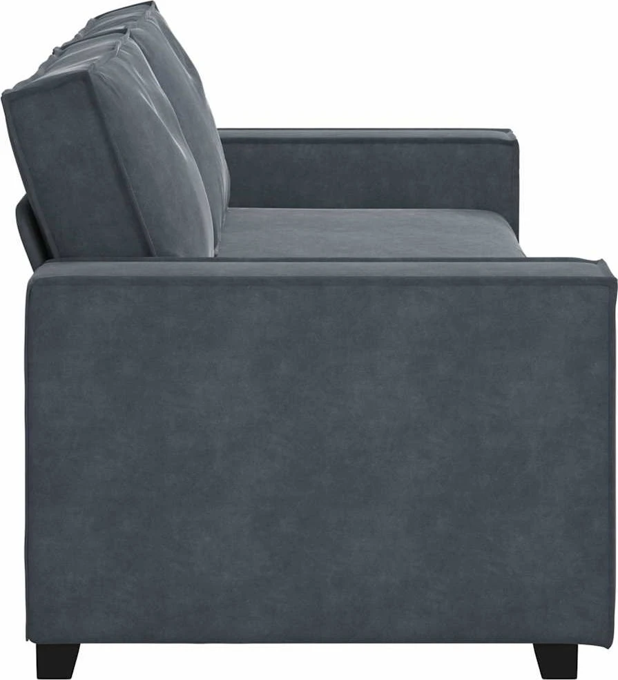 Trivietė sofa, tamsiai pilka, 220x78x84 cm, aksomas