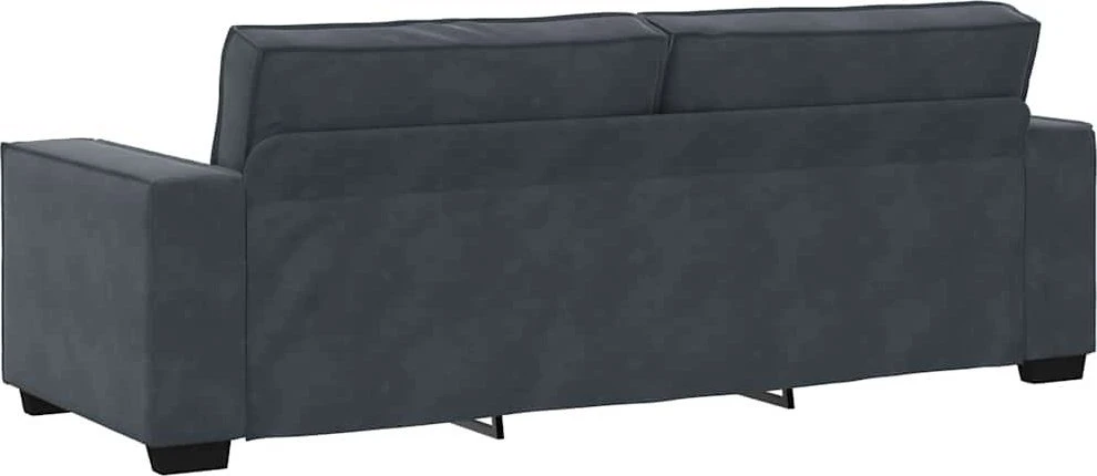 Trivietė sofa, tamsiai pilka, 220x78x84 cm, aksomas
