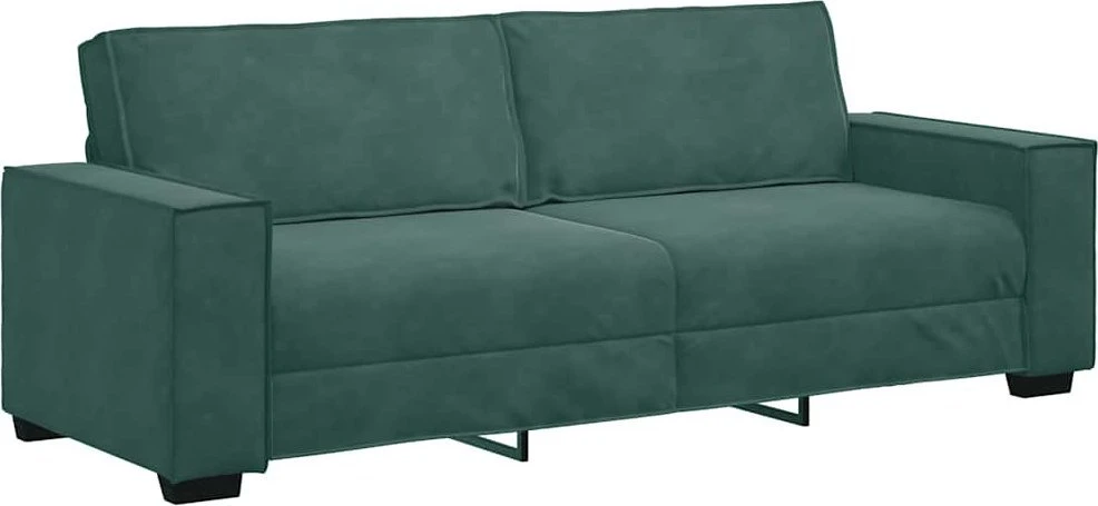 Trivietė sofa, tamsiai žalia, 220x78x84 cm, aksomas