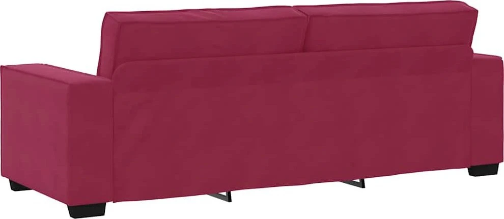 Trivietė sofa, vyno raudonumo, 220x78x84 cm, aksominė