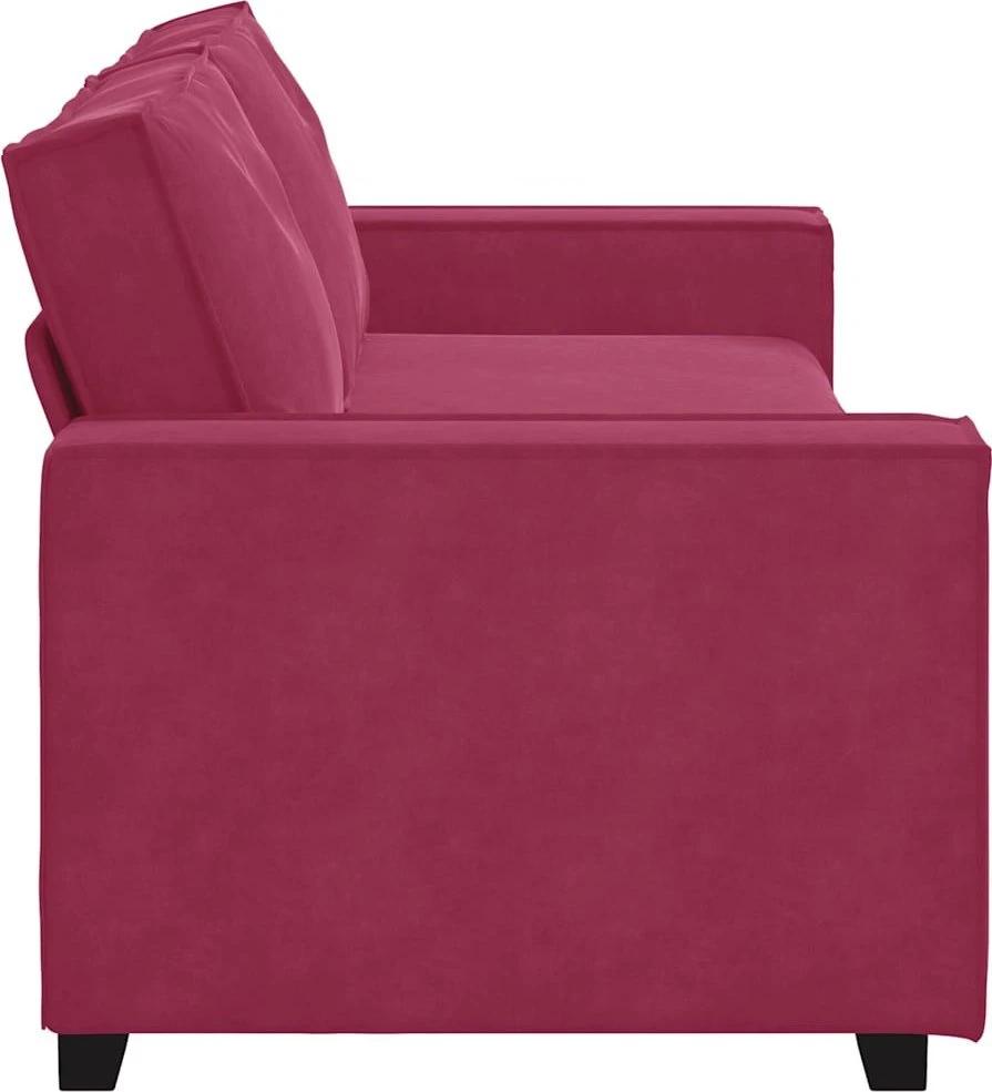 Trivietė sofa, vyno raudonumo, 220x78x84 cm, aksominė