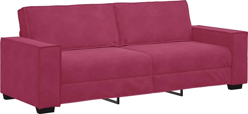 Trivietė sofa, vyno raudonumo, 220x78x84 cm, aksominė