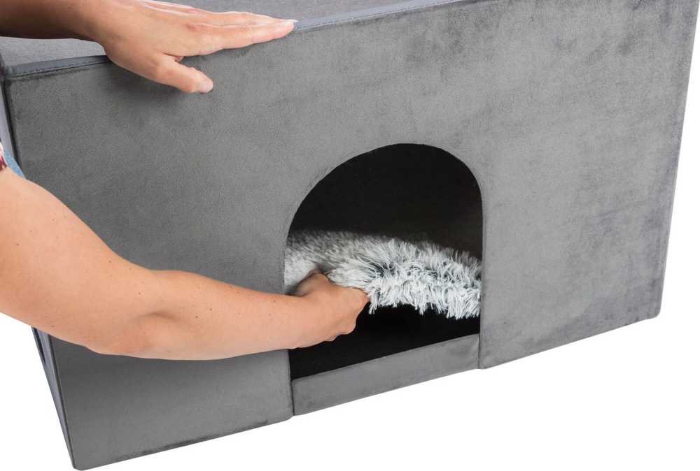 Trixie 38039, Cave pet bed, Indoor, Cat, Pilkas, Rectangular, Monochromatic