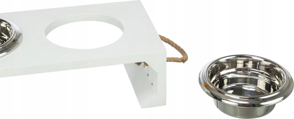 Trixie BE NORDIC, komplektas misek, šuniui, MDF/nerūdijantis plienas, balta, 2 × 0.9 l/o 17 cm/44 × 21 × 14 cm