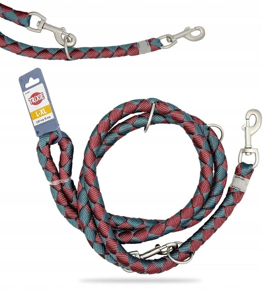 Trixie Cavo, smycz regulowana, šuniui, bordinė/petrol, L–XL: 2.00 m/o 18 mm