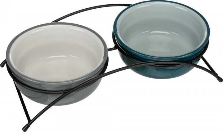 TRIXIE Dubenėlių kompl., keramika-metal., 2x0.25 l, ø 13 cm-27x8x13 cm, petrol-šviesi