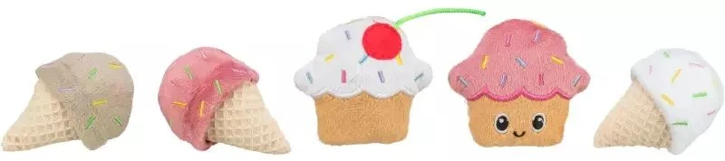 Žaislas katėms - Trixie Ledai ir keksiukai, pliušinis, katžolė, 7 cm, (36 vnt.)