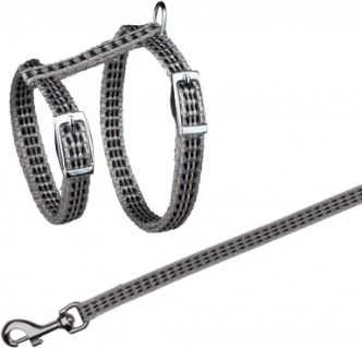 TRIXIE Kačių petnešos su pavadėliu, atspind., metal. sagtys, 22-42 cm-10 mm, 1.20 m