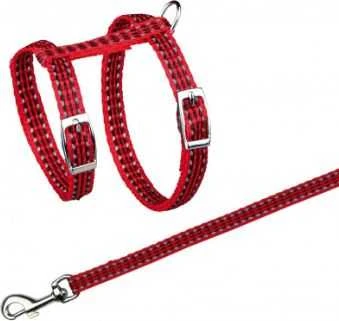 TRIXIE Kačių petnešos su pavadėliu, atspind., metal. sagtys, 22-42 cm-10 mm, 1.20 m