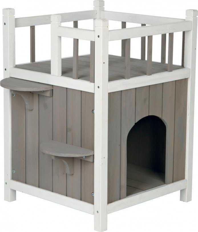 Trixie Namelis su balkonu katėms, 45 × 65 × 45 cm, baltas / pilkas