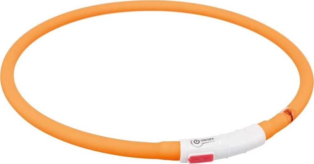 TRIXIE LED antkaklis USB, silikonas, XS-XL 70cm/10mm, oranžinis