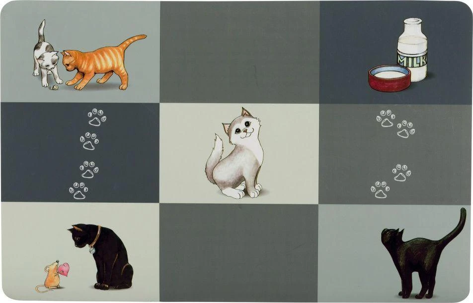 TRIXIE Patchwork Cat Kilimėlis dubenėliams, 44x28 cm, pilka