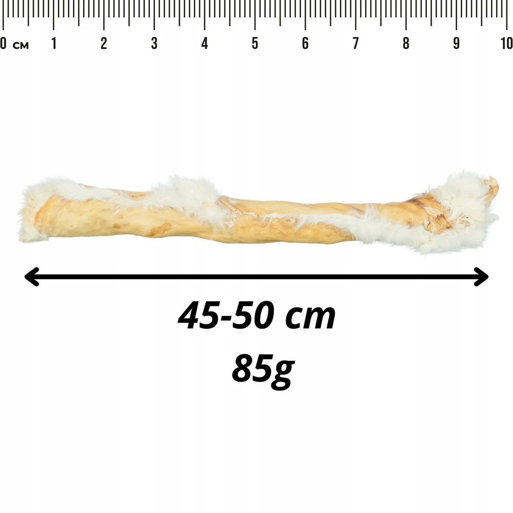Šunų skanėstas - Trixie triušio odos ritinėlis su kailiu, 45–50 cm, 85 g