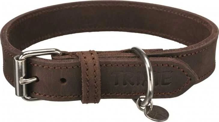 TRIXIE Rustic rieb. odos antkaklis, L 48-56cm/30mm, tams. rudas
