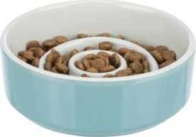 Trixie Slow Feeding, keraminis dubuo, šuniui/katei, pilka/mėlyna, 0,45 l/? 14 cm, sulėtindamas maistą