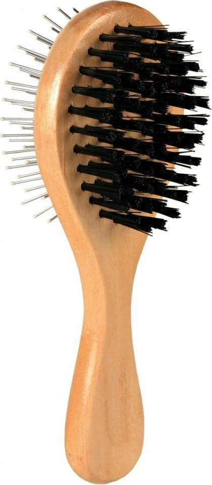 TRIXIE Šepetys, dvipusis, medis/nailonas/metal. dantukai, 5x17 cm