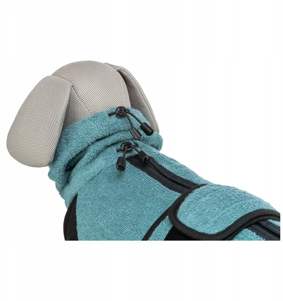 Trixie Szlafrok šuniui, frotte audinys, petrolet, S: 38 cm, su lipdukais