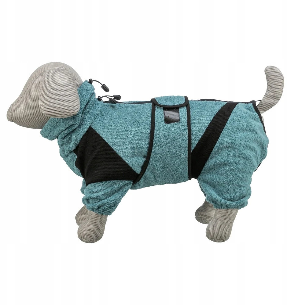 Trixie Szlafrok šuniui, frotte audinys, petrolet, S: 38 cm, su lipdukais