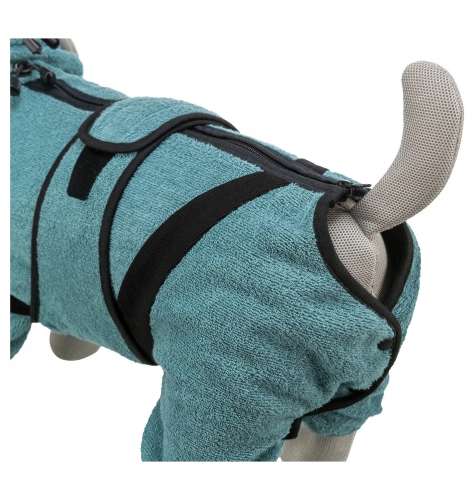 Trixie Szlafrok šuniui, frotte audinys, petrolet, S: 38 cm, su lipdukais