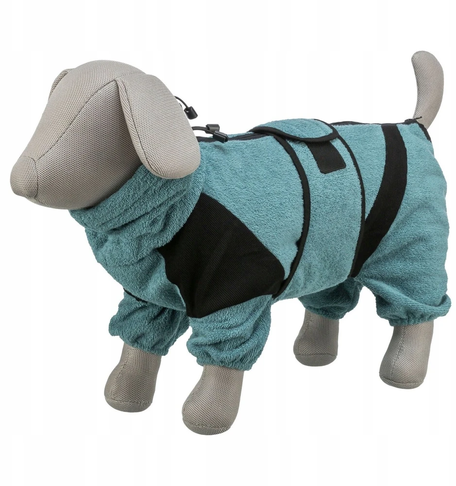 Trixie Szlafrok šuniui, frotte audinys, petrolet, S: 38 cm, su lipdukais