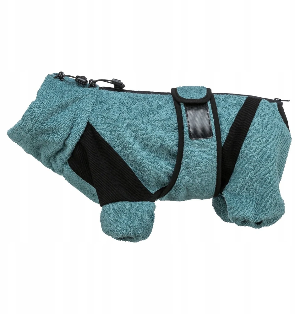 Trixie Szlafrok šuniui, frotte audinys, petrolet, S: 38 cm, su lipdukais