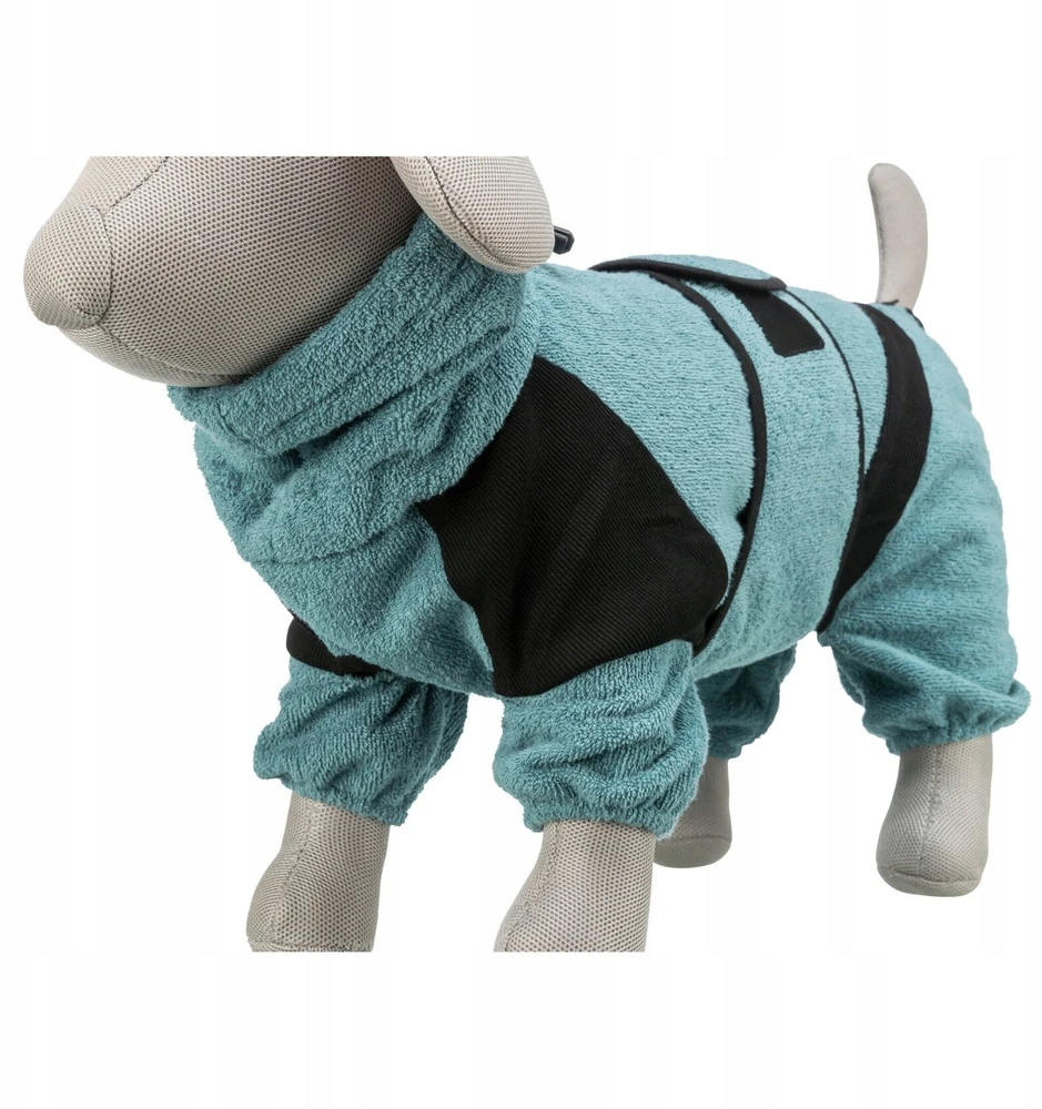 Trixie Szlafrok šuniui, frotte audinys, petrolet, S: 38 cm, su lipdukais