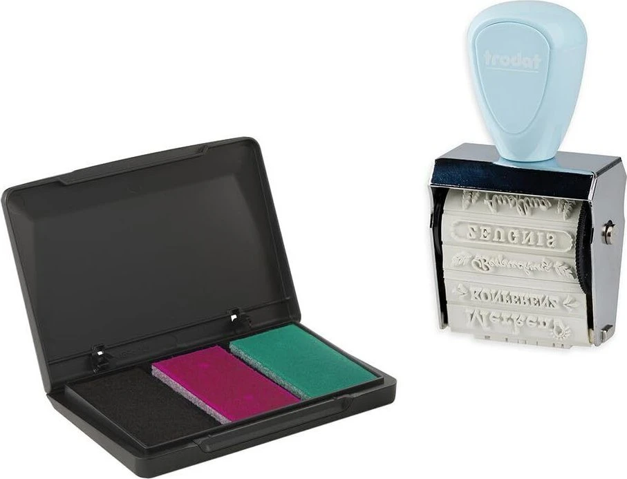 Trodat Stempel Trodat Creative Mini/V5 Pastel Mėlyna + Pagalvėlė 3 spalvos 1129
