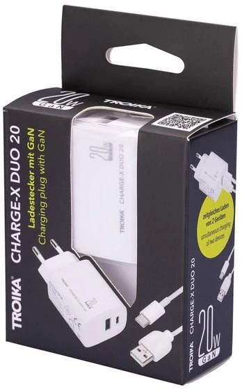 TROIKA CHARGE-X DUO 20 įkrovimo kištukas