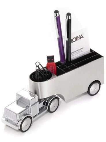 Troika Stalinis rašomasis reikmenų rinkinys Office Trucker, sunkvežimis, chromuotas, pilkas (TRGAM06/CH)