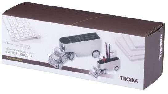 Troika Stalinis rašomasis reikmenų rinkinys Office Trucker, sunkvežimis, chromuotas, pilkas (TRGAM06/CH)