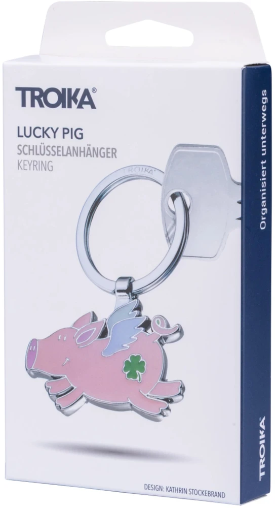 Troika Raktų pakabukas Lucky Pig, emaliuotas metalas, rožinis (TRKR26-04/CH)