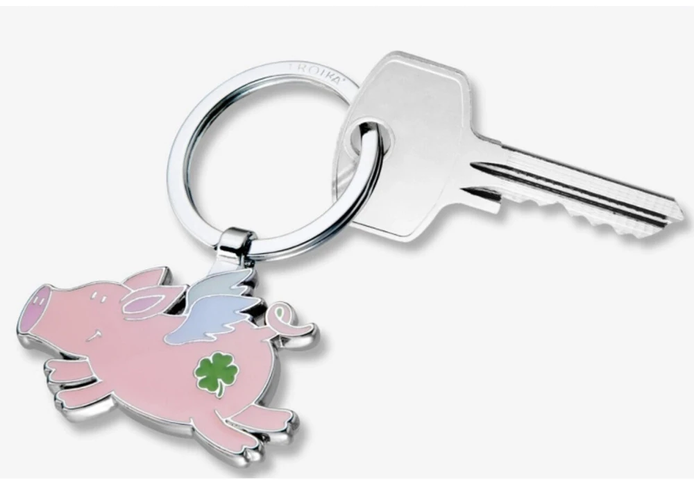 Troika Raktų pakabukas Lucky Pig, emaliuotas metalas, rožinis (TRKR26-04/CH)