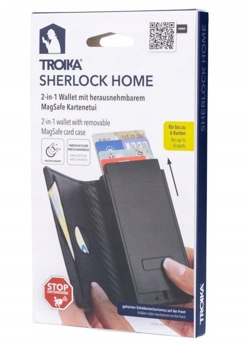 Laikiklis Troika TROIKA 2-in-1 piniginė SHERLOCK HOME CARBON
