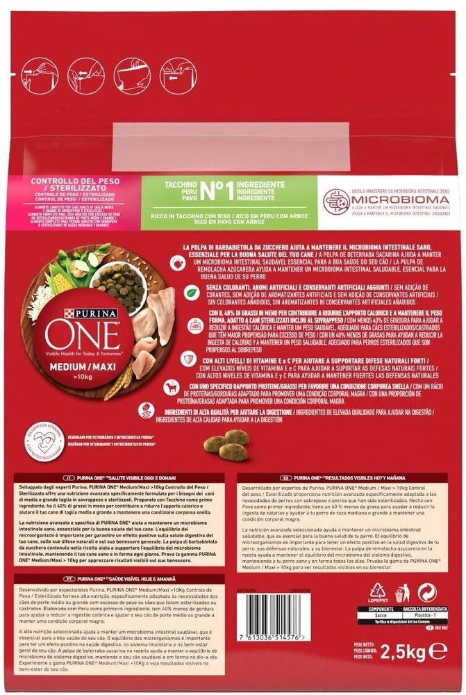 Purina Nestle ONE Medium/Maxi Adult kalakutiena & ryžiai 2,5kg
