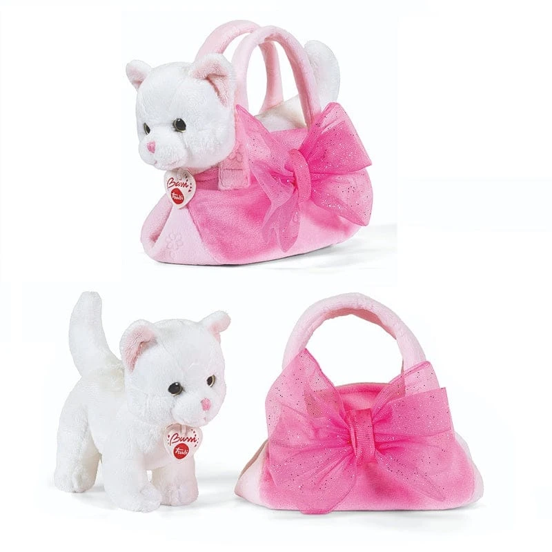 Trudi Pliušinis žaislas - kačiukas rožiniame krepšyje, 20 cm
