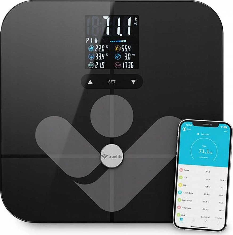 Svarstyklės TrueLife išmanioji technologija W7 BT juodos spalvos
